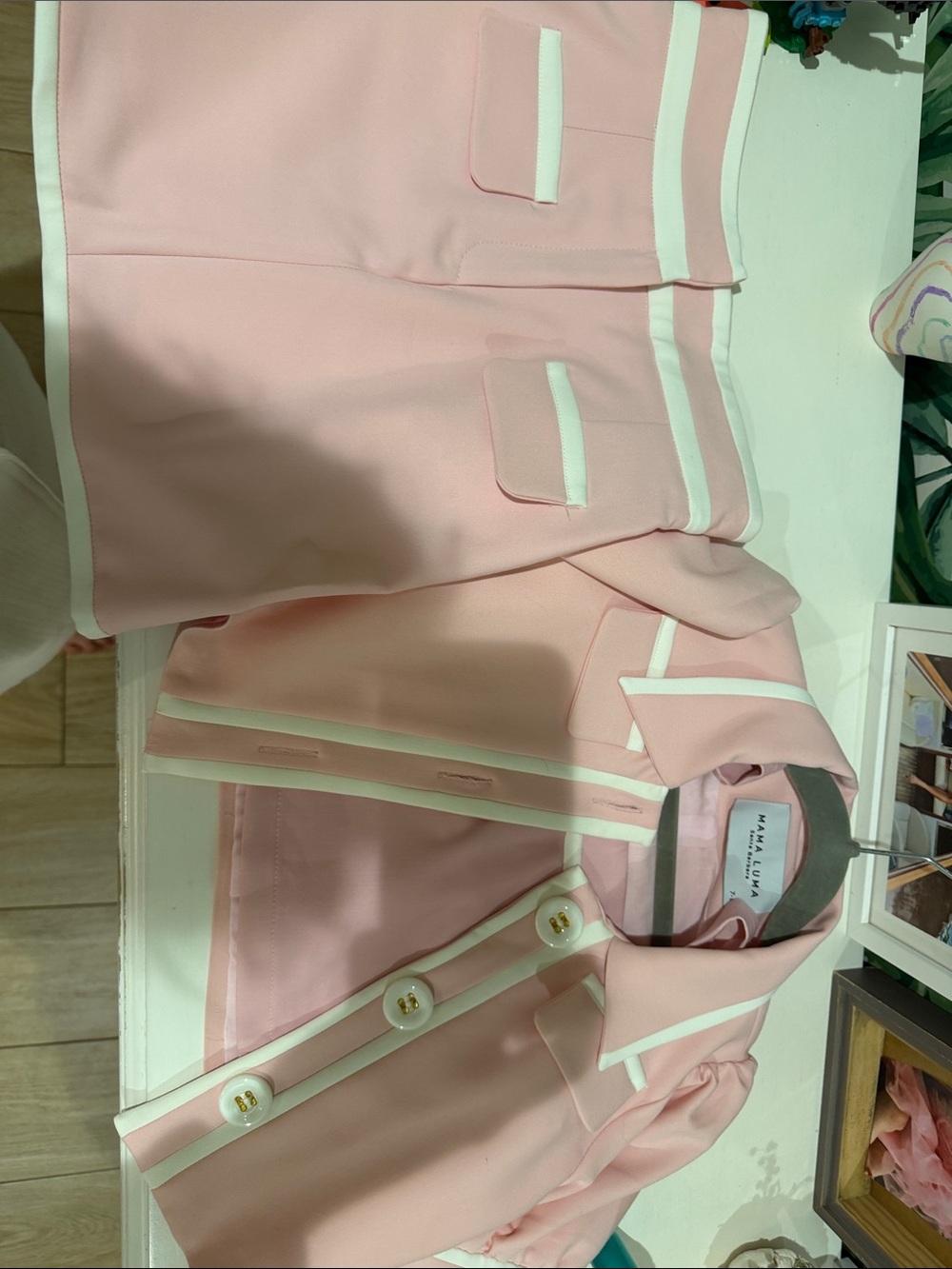 Kids Matching Pink Jacket and Skirt Suit Set by